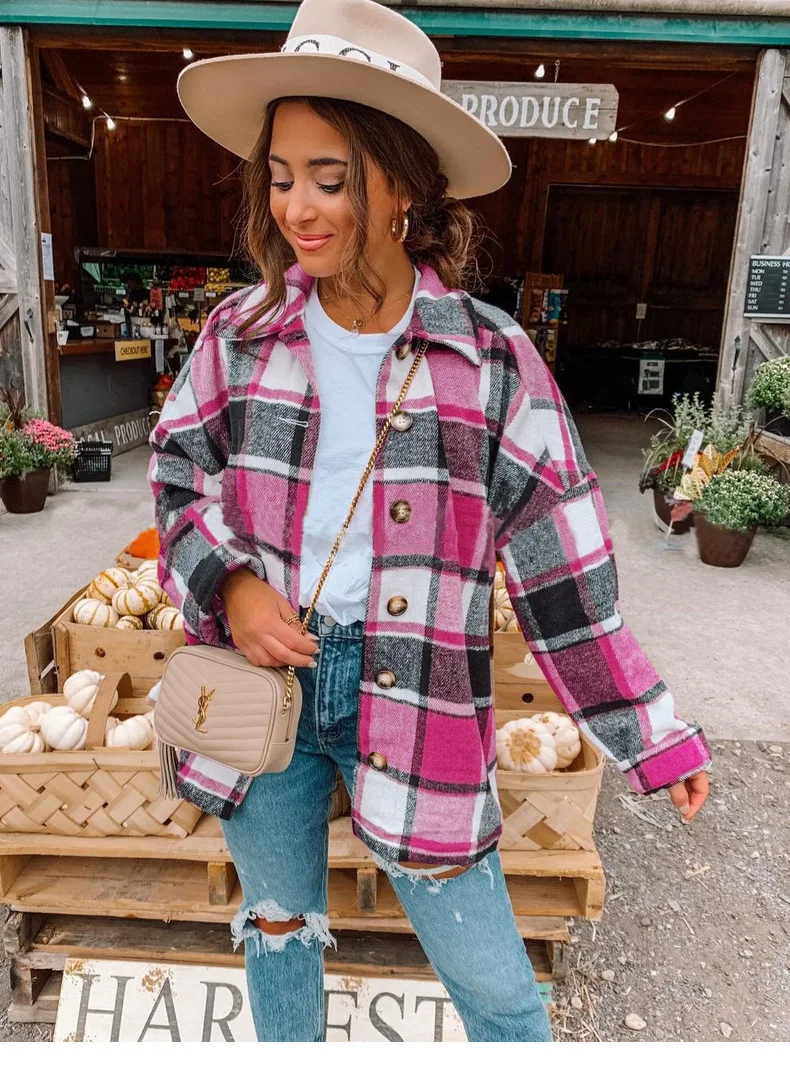 Net Red Style Street Temperament European And American Long-sleeved Lapel Loose-fitting Women's Plaid Shirt Mid-length Jacket
Net Red Style Street Temperament European And American Long-sleeved Lapel Loose-fitting Women's Plaid Shirt Mid-length Jacket
