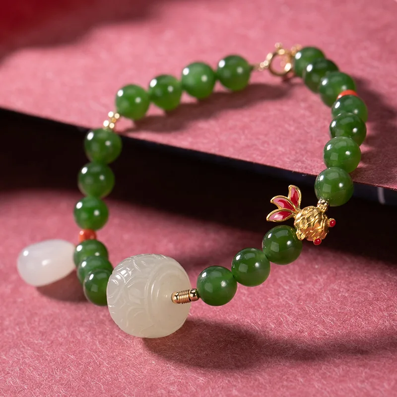 So Pretty Green Jade Beads Bracelets for Women Genuine 18K Gold AU750 Stamp Chains Bracelets Real 24K Gold Fish Jewelry
So Pretty Green Jade Beads Bracelets for Women Genuine 18K Gold AU750 Stamp Chains Bracelets Real 24K Gold Fish Jewelry