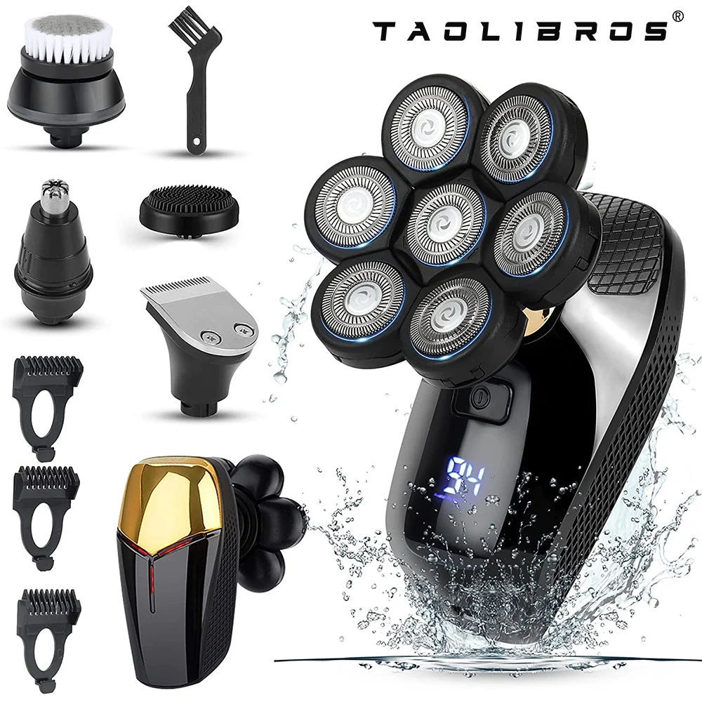 7D Men's Electric Shaver 5 In 1 Shaver Suitable for Bald Men Rechargeable Rotary Shaver IPX7 Waterproof Dry and Wet Beauty Kit
7D Men's Electric Shaver 5 In 1 Shaver Suitable for Bald Men Rechargeable Rotary Shaver IPX7 Waterproof Dry and Wet Beauty Kit