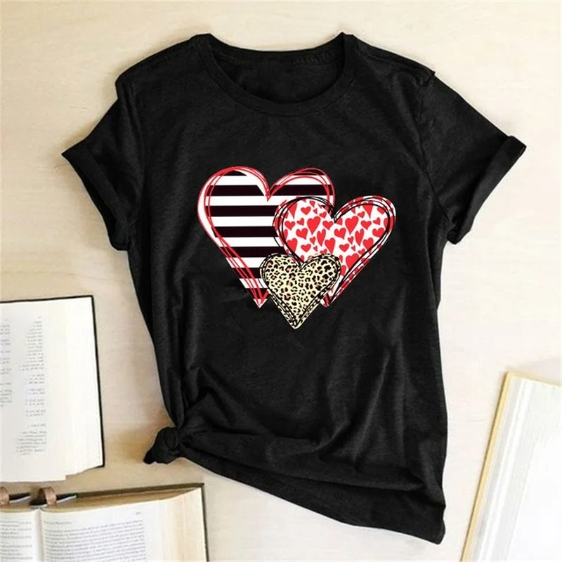 Leopard Heart Stripe Print Women T Shirt Short Sleeve O Neck Loose Women Tshirt Ladies Tee Shirt Clothes Camisetas Mujer
Leopard Heart Stripe Print Women T Shirt Short Sleeve O Neck Loose Women Tshirt Ladies Tee Shirt Clothes Camisetas Mujer