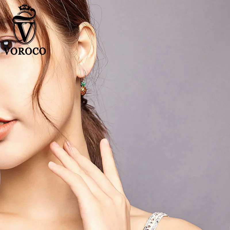 VOROCO Genuine 925 Sterling Silver Pineapple Female Earring Fine Jewelry Vintage Wedding Earrings for Women
VOROCO Genuine 925 Sterling Silver Pineapple Female Earring Fine Jewelry Vintage Wedding Earrings for Women