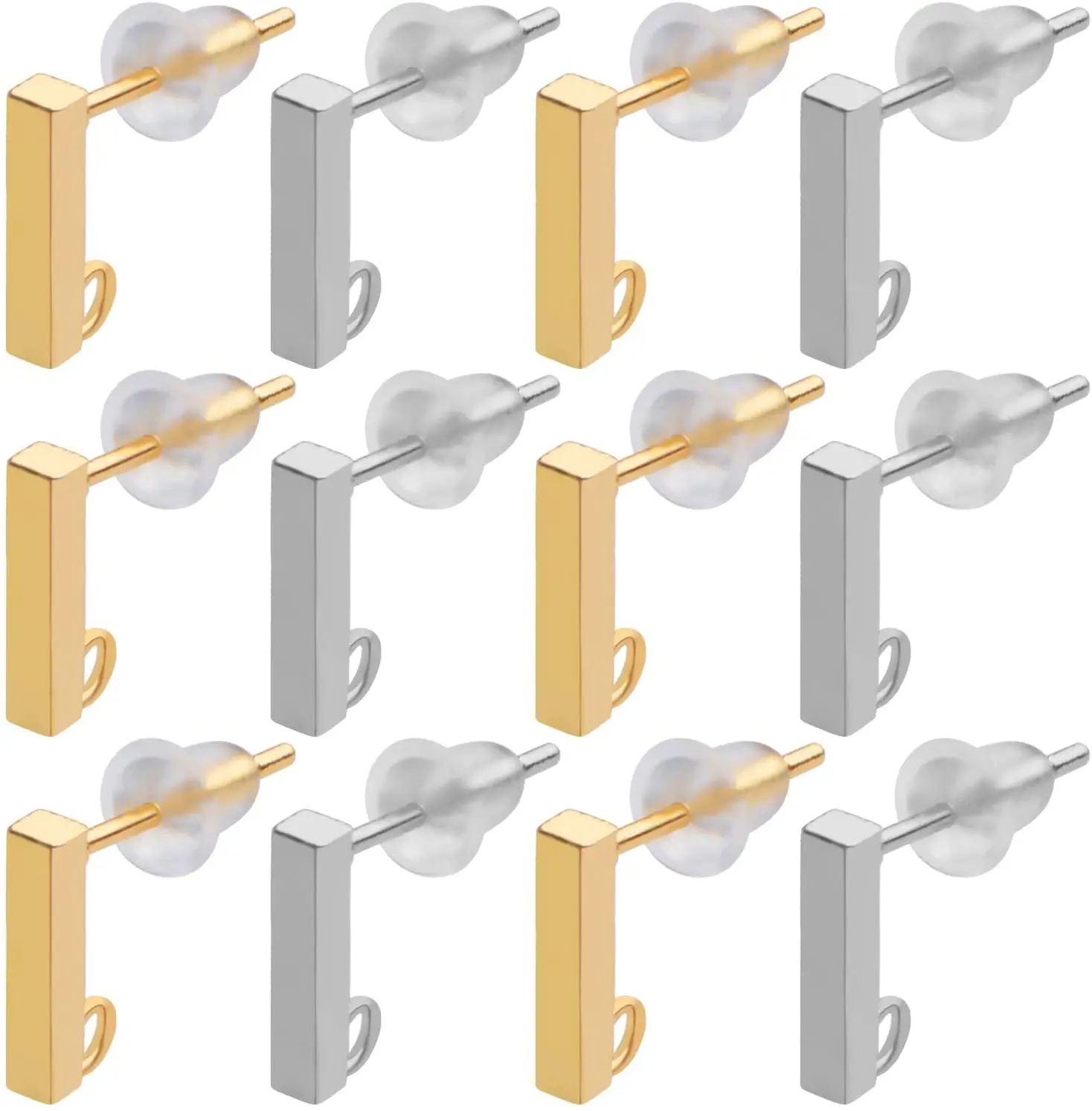 20pcs Hypoallergenic Studs Stainless Steel Earring Posts Loop Square Blank Earring Studs with 20pcs Clear Bullet Earring Backs
20pcs Hypoallergenic Studs Stainless Steel Earring Posts Loop Square Blank Earring Studs with 20pcs Clear Bullet Earring Backs