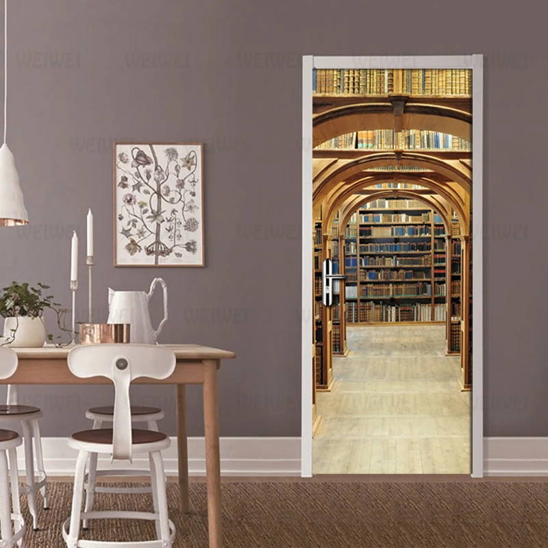 PVC Self-adhesive Waterproof Bookshelf Mural Wallpaper Classic 3D Stereo Space Door Sticker Living Room Study Door Mural
PVC Self-adhesive Waterproof Bookshelf Mural Wallpaper Classic 3D Stereo Space Door Sticker Living Room Study Door Mural