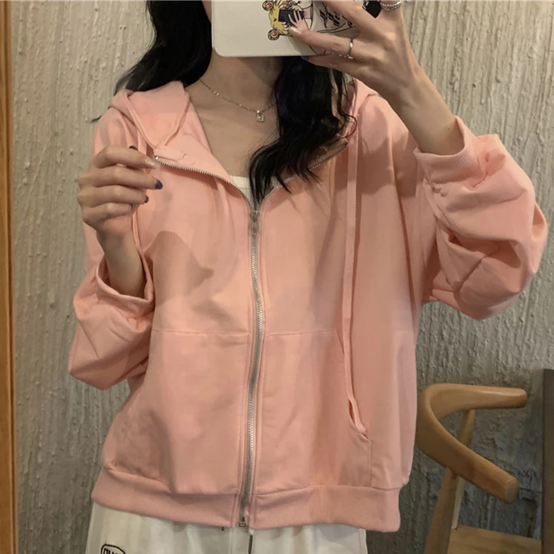 Loose Ladies Hoodies and Sweatshirts Zipper Autumn Outwear Long Sleeve Casual Streetwear Harajuku Cotton Student Women Hooded
Loose Ladies Hoodies and Sweatshirts Zipper Autumn Outwear Long Sleeve Casual Streetwear Harajuku Cotton Student Women Hooded