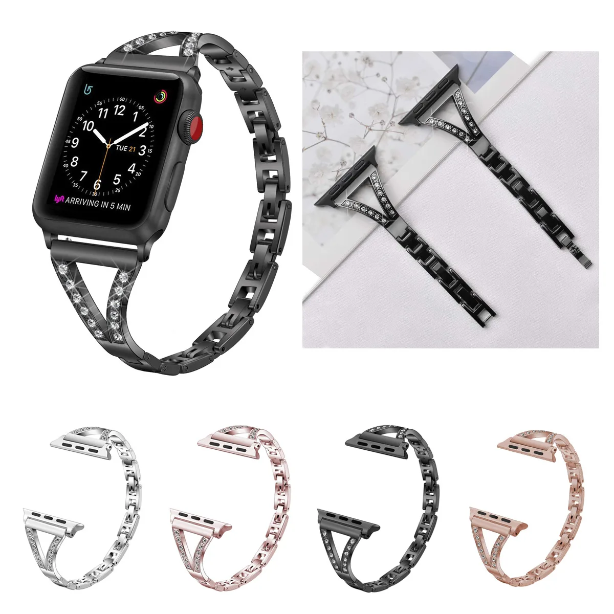 Diamond Watch Strap For Apple Watch 44mm 42mm 38mm 40mm Stainless Steel Watch Strap Band For iWatch Serice 5 4 3 2 1 Wrist Strap
Diamond Watch Strap For Apple Watch 44mm 42mm 38mm 40mm Stainless Steel Watch Strap Band For iWatch Serice 5 4 3 2 1 Wrist Strap
