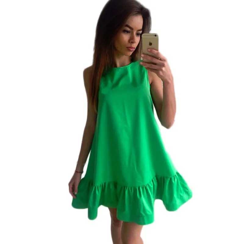 Ruffle Mini Dress Women With Flounces Sleeveless High Waist Dress Patchwork Sukienka Solid Retro Vintage Cute Dress Round Neck
Ruffle Mini Dress Women With Flounces Sleeveless High Waist Dress Patchwork Sukienka Solid Retro Vintage Cute Dress Round Neck