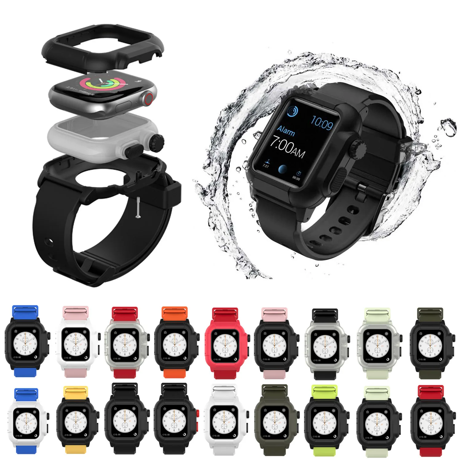 Waterproof Case Silicone Band For Apple Watch Series 5 4 Full Protect Cover For Apple iWatch 40mm 44mm Strap Wristbands
Waterproof Case Silicone Band For Apple Watch Series 5 4 Full Protect Cover For Apple iWatch 40mm 44mm Strap Wristbands