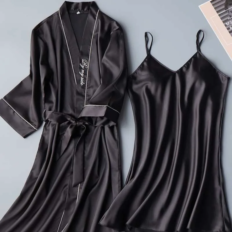 2021 New Women Nighty&Robe Set Summer Faux Silk Kimono Gown Female 2PCS Sleepwear Casual Sleep Set Full Slip Nightgown
2021 New Women Nighty&Robe Set Summer Faux Silk Kimono Gown Female 2PCS Sleepwear Casual Sleep Set Full Slip Nightgown