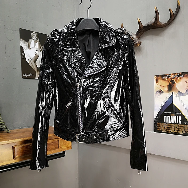 2020 Spring Autumn Sheepskin Genuine Leather Jacket Women OL Slim Patent Leather Zipper Coat Short Jackets M-3XL Black A206
2020 Spring Autumn Sheepskin Genuine Leather Jacket Women OL Slim Patent Leather Zipper Coat Short Jackets M-3XL Black A206