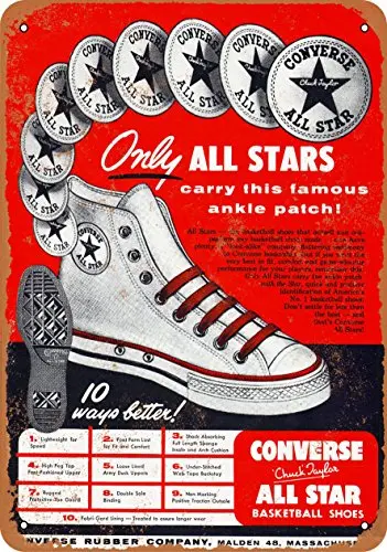 Metal Sign - 1949 Converse All Stars - Vintage Look Wall Decor for Cafe Bar Pub Home Beer Decoration Crafts
Metal Sign - 1949 Converse All Stars - Vintage Look Wall Decor for Cafe Bar Pub Home Beer Decoration Crafts