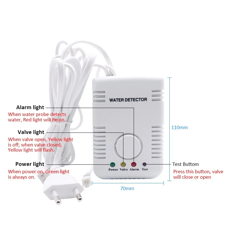 WZ803 Water Leaking Sensor with Automatical Shut Off DN15 Manipulator Valve Water Flood Overflow Detector Sensor
WZ803 Water Leaking Sensor with Automatical Shut Off DN15 Manipulator Valve Water Flood Overflow Detector Sensor