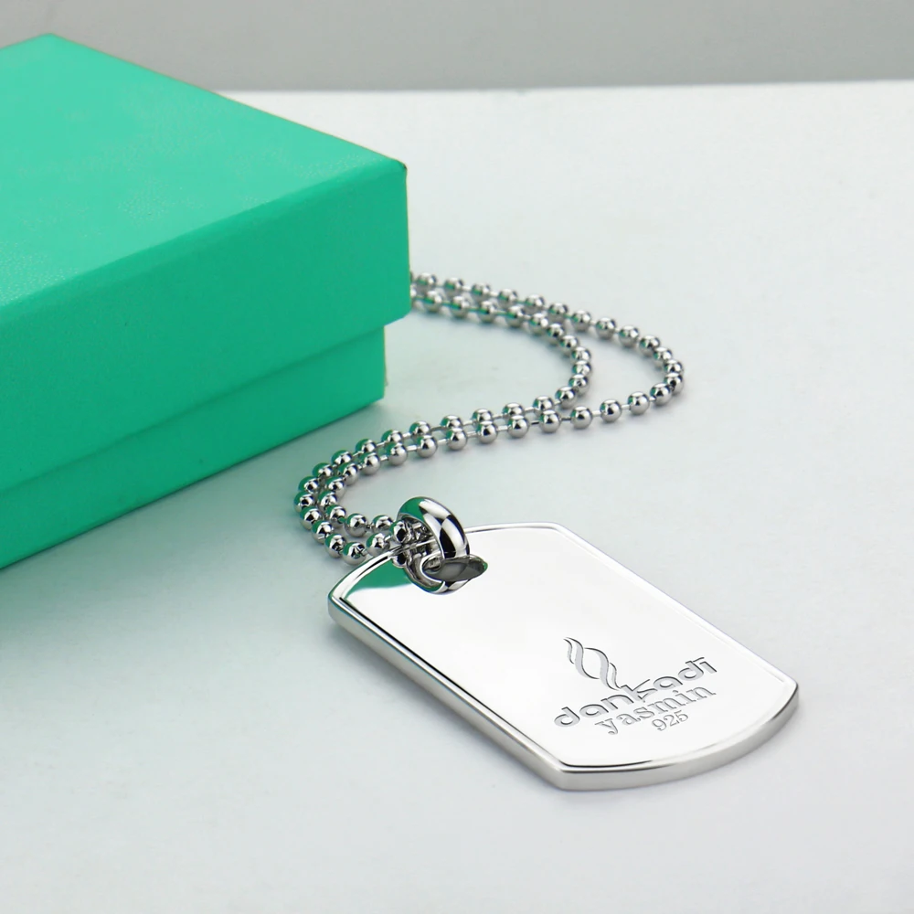 Women's rectangular square pendant necklace, sterling silver necklace for women, women's long sweater chain