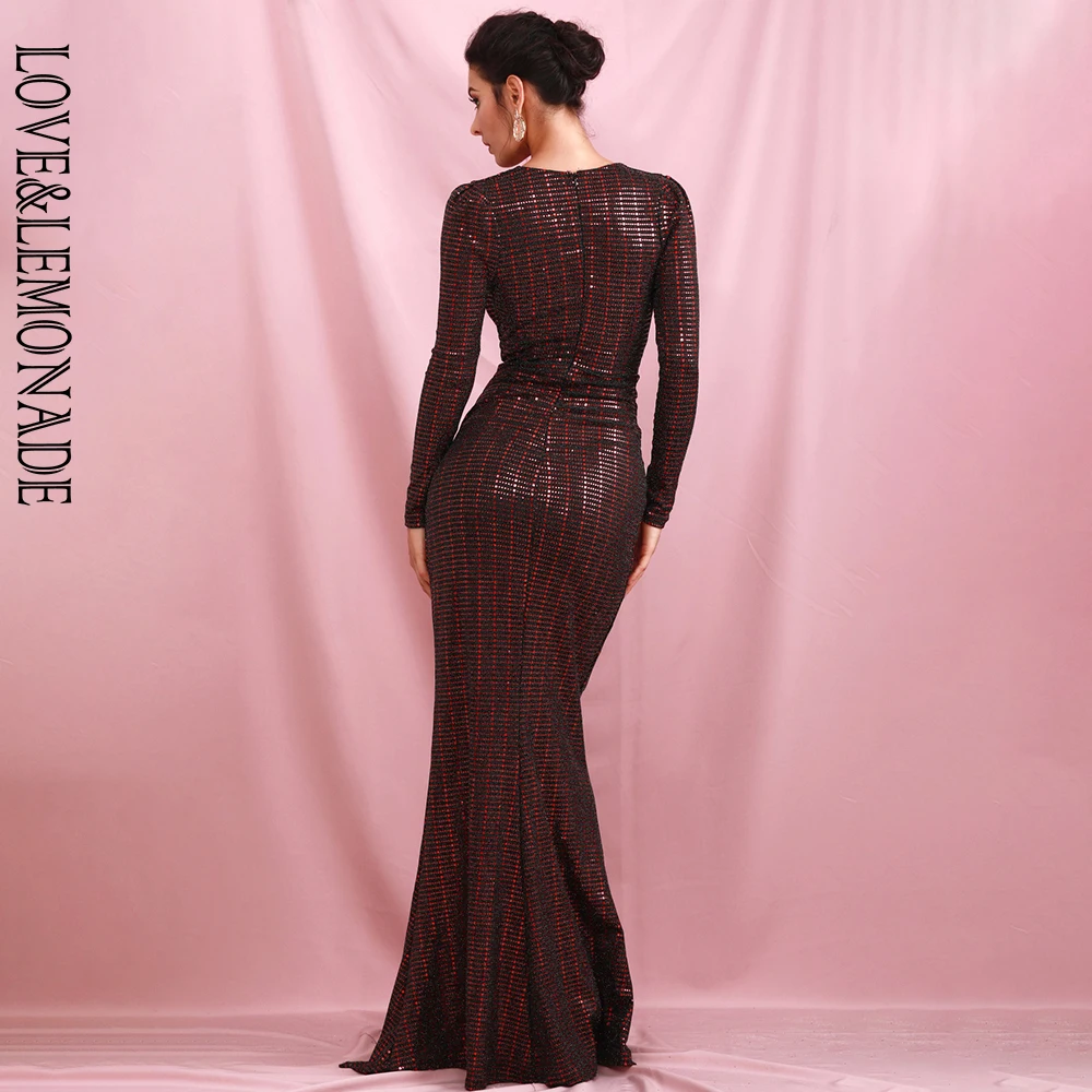 LOVE&LEMONADE Sexy Red Deep V-Neck Cut Out Puff Sleeves Glitter Sequins Elastic Material Maxi Dress LM81715
LOVE&LEMONADE Sexy Red Deep V-Neck Cut Out Puff Sleeves Glitter Sequins Elastic Material Maxi Dress LM81715