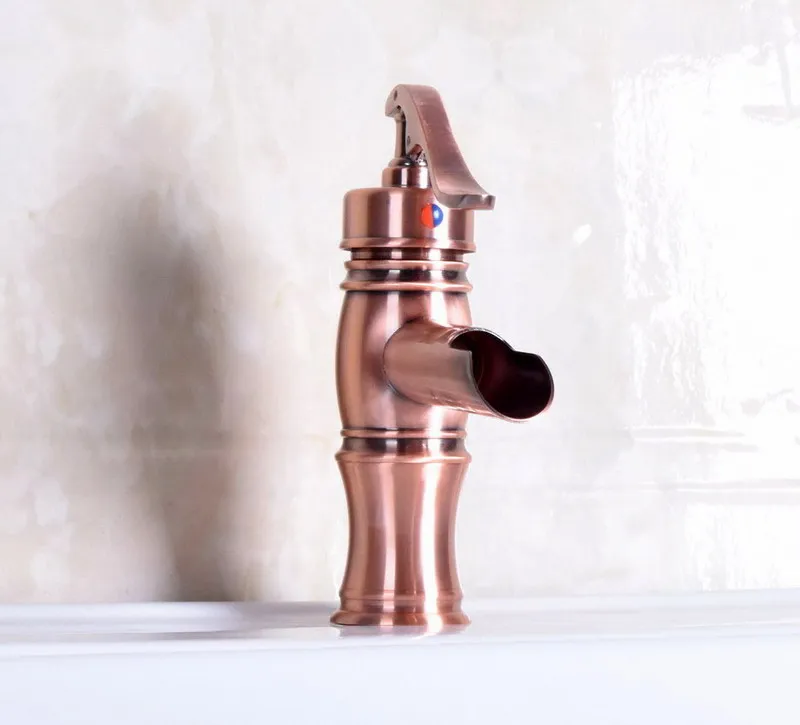 Antique Red Copper Brass Single Handle Basin Sink Faucet Waterfall Bathroom Hot Cold Mixer Water Vanity Tap Dnf244 
Antique Red Copper Brass Single Handle Basin Sink Faucet Waterfall Bathroom Hot Cold Mixer Water Vanity Tap Dnf244