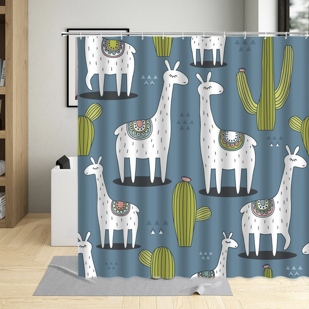 Cartoons Cute Alpaca Cactus Bathroom Decor Little Lamb 3D Printing Shower Curtain Waterproof Curtains Multi Size With 12 Hooks
Cartoons Cute Alpaca Cactus Bathroom Decor Little Lamb 3D Printing Shower Curtain Waterproof Curtains Multi Size With 12 Hooks