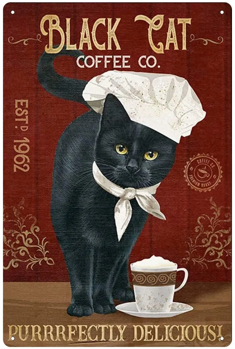 Retro Cat Metal Tin Sign Black Cat Coffee Co.Bar Wall Decor Funny tin Sign 8x12 Inch
Retro Cat Metal Tin Sign Black Cat Coffee Co.Bar Wall Decor Funny tin Sign 8x12 Inch