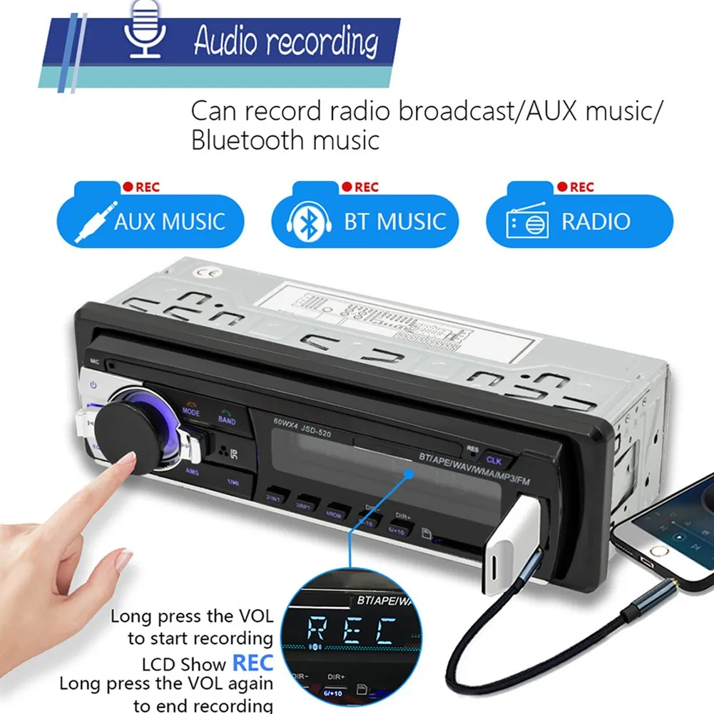 SD-520 Bluetooth Автомобильный MP3-плеер, радио, FM, Aux вход, приемник, слот для TF-карты, OLED цветной экран, мультимедийный плеер, Авторадио
SD-520 Bluetooth Автомобильный MP3-плеер, радио, FM, Aux вход, приемник, слот для TF-карты, OLED цветной экран, мультимедийный плеер, Авторадио