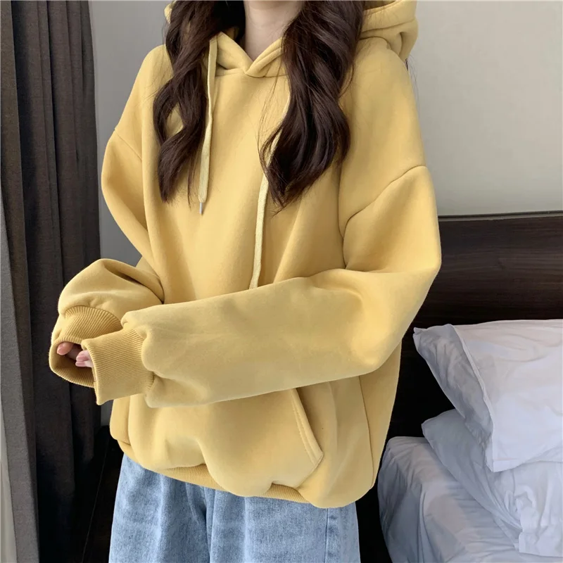Korean Harajuku Solid Color Fleece Sweatshirts Women Autumn Hooded Chic Loose Ulzzang Hoodies Student Casual Lazy Clothing Tops
Korean Harajuku Solid Color Fleece Sweatshirts Women Autumn Hooded Chic Loose Ulzzang Hoodies Student Casual Lazy Clothing Tops