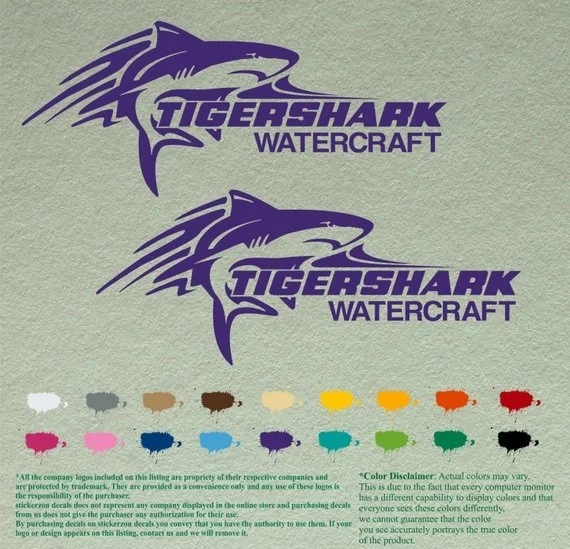 Виниловые наклейки для 1 пары Tigershark Watercraft лодочный подвесной мотор Лот из 2 |