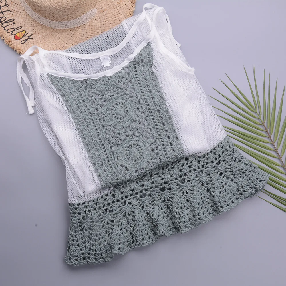 WILK 2021 summer beach vacation hollow out long skirt hanging tassel beach mesh blouse is prevented bask in condole 
WILK 2021 summer beach vacation hollow out long skirt hanging tassel beach mesh blouse is prevented bask in condole