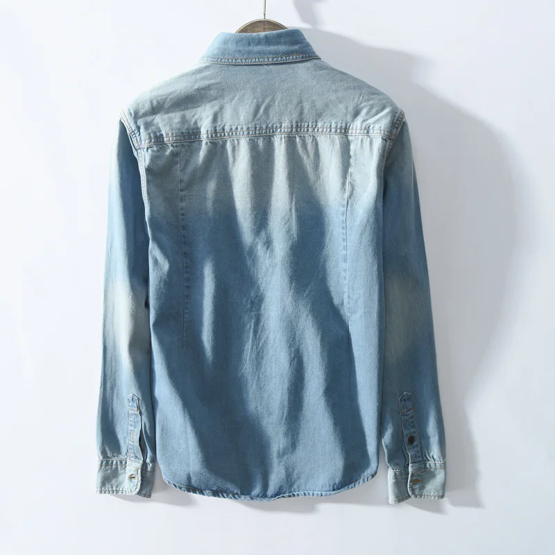 Men Jeans Shirt New Brand Retro Blue Korean Style Denim Male Coat Camisa Hombre Mens Long Sleeve Casual Shirts Men Dress
Men Jeans Shirt New Brand Retro Blue Korean Style Denim Male Coat Camisa Hombre Mens Long Sleeve Casual Shirts Men Dress