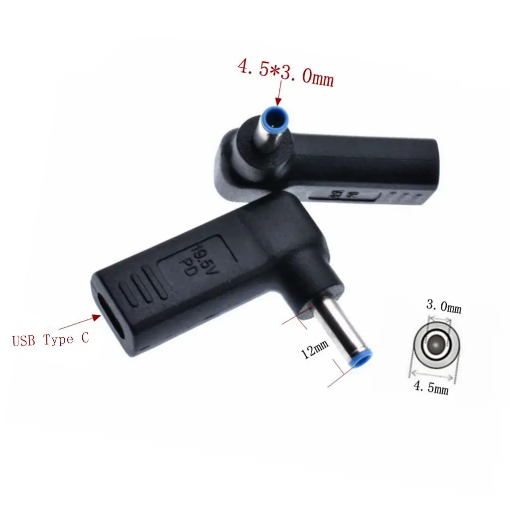 USB 3.1 Type C Female To 4.5x 3.0mm Male Plug Right Angled DC Power Adapter for Dell HP Laptop
USB 3.1 Type C Female To 4.5x 3.0mm Male Plug Right Angled DC Power Adapter for Dell HP Laptop
