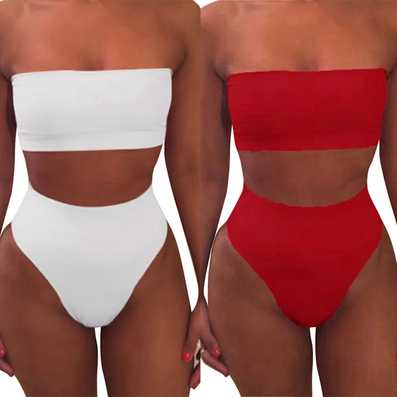 Женский соблазнительный однотонный купальник с топом и разрезом, комплект из 2 предметов, купальник бикини с высокой талией, белый и красный 
Женский соблазнительный однотонный купальник с топом и разрезом, комплект из 2 предметов, купальник бикини с высокой талией, белый и красный