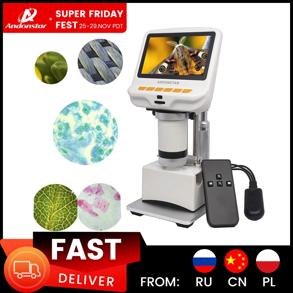 Andonstar AD105S USB Digital Microscope 4.3'' HD LCD Display Slides Fabrics Handheld Biology Botanical Observation Gift for Kids
Andonstar AD105S USB Digital Microscope 4.3'' HD LCD Display Slides Fabrics Handheld Biology Botanical Observation Gift for Kids