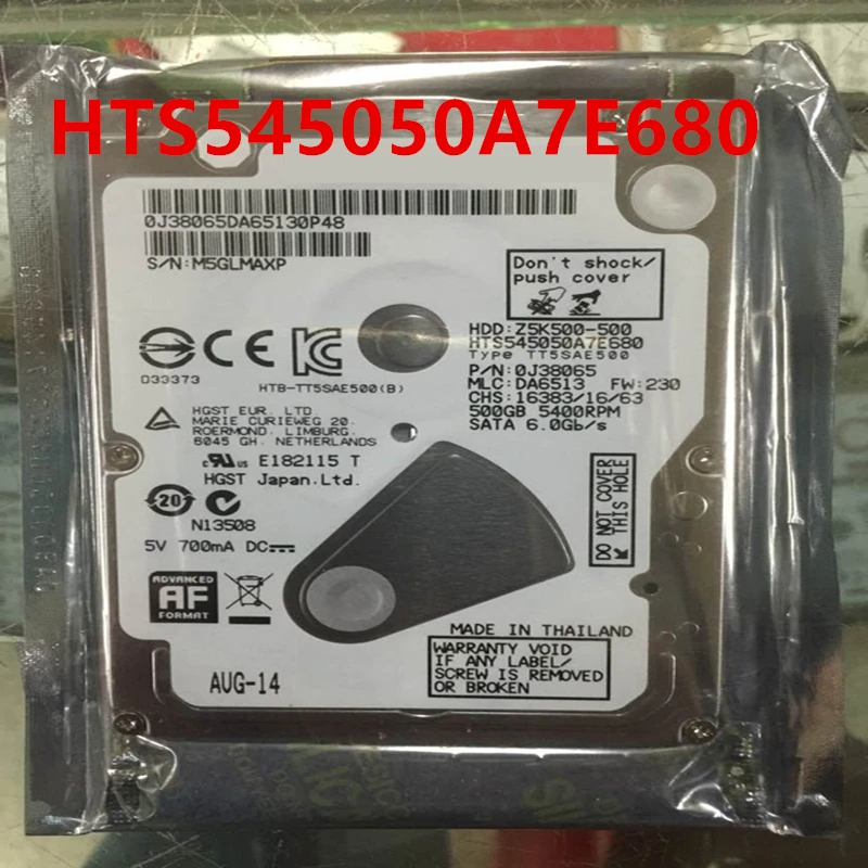 

Original New HDD For Hgst 500GB 2.5" SATA 3 Gb/s 8MB 5400RPM 7MM For Internal Hard Disk For Notebook HDD For HTS545050A7E680