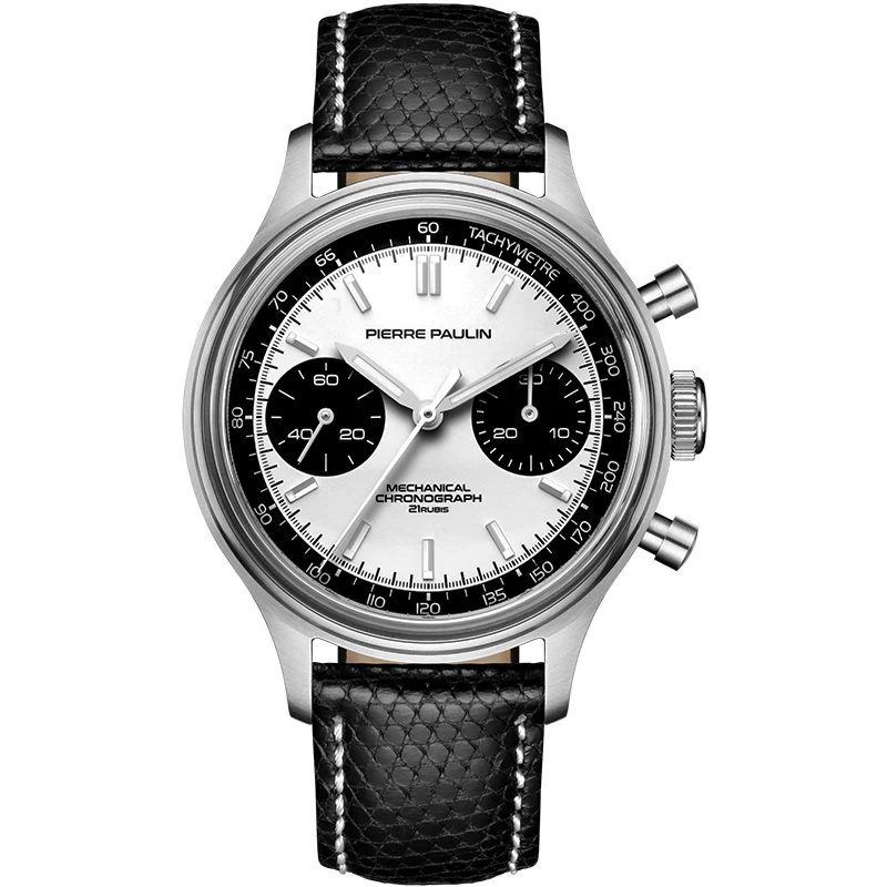 

Merkur Men's Pilot Wristwatch Panda Dial Seagull ST19 Hand Winding Movement Chronograph Function Acrylic Glass Mechanial Watches