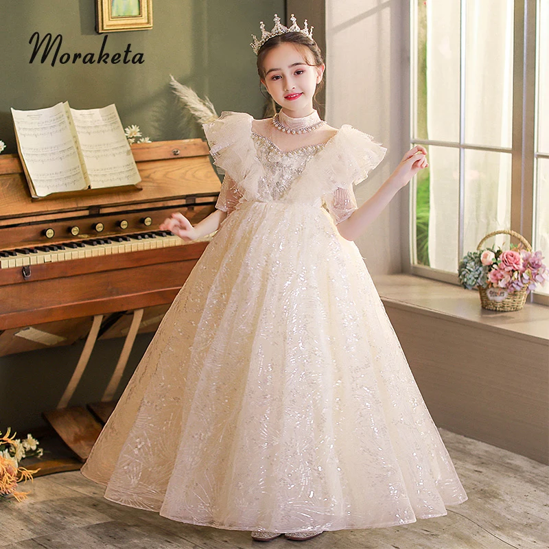Children Princess Dresses For Birthday Party Vintage O-Neck Ball Gown Long Champagne First Communion Dresses
Children Princess Dresses For Birthday Party Vintage O-Neck Ball Gown Long Champagne First Communion Dresses