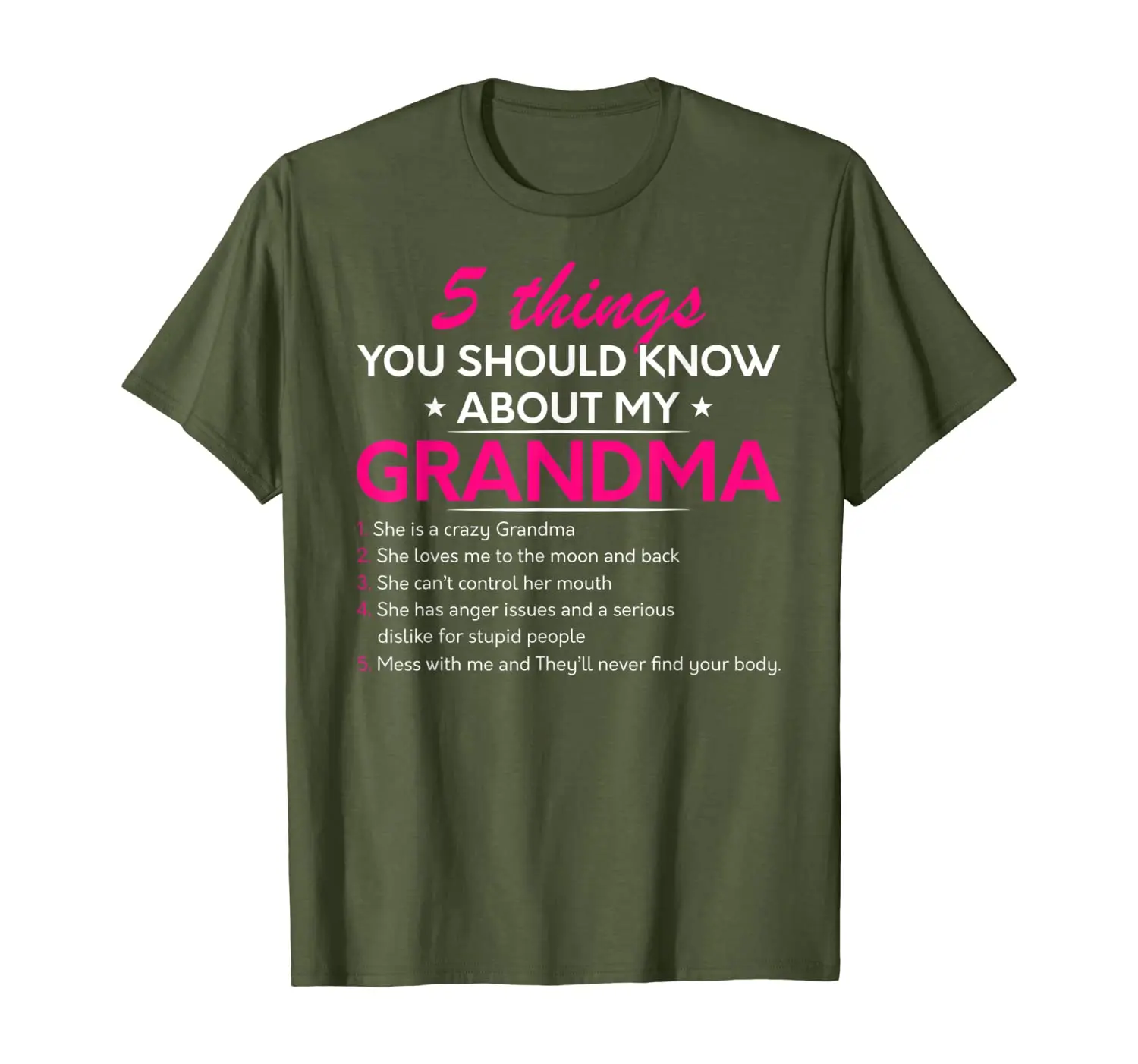 

5 Things You Should Know About My Grandma T-Shirt V1