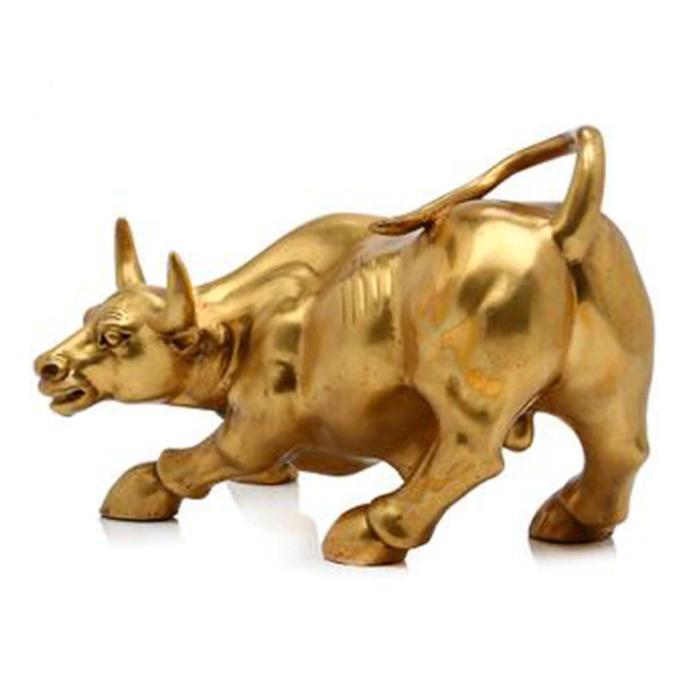 

100% Brass Bull Wall Street Cattle Sculpture Copper Mascot Gift Statue Exquisite Office Decoration Crafts Ornament Cow Busi Y6L6