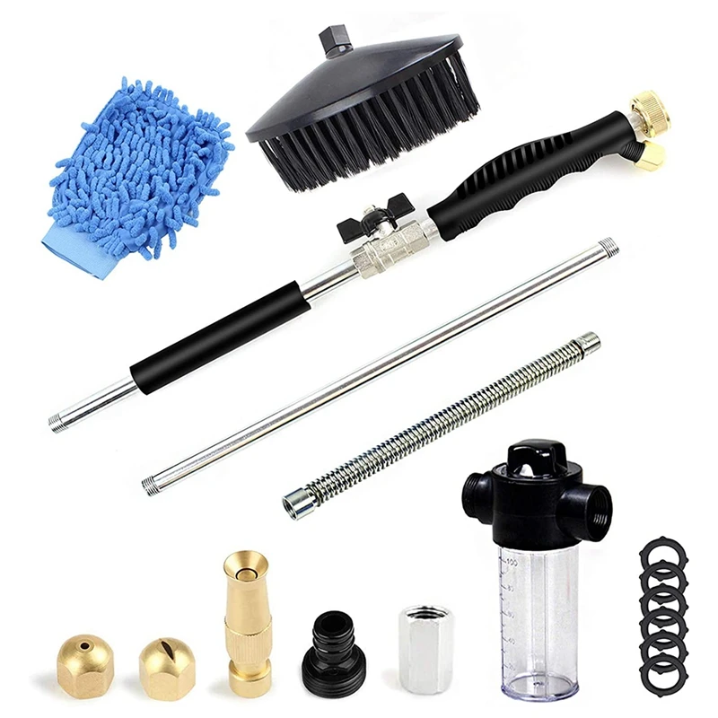Extendable Hydro Jet Hose Pressure Washer Wand For Garden Hose, Jet Car Washer With Soap Dispenser And Car Wash Brush
Extendable Hydro Jet Hose Pressure Washer Wand For Garden Hose, Jet Car Washer With Soap Dispenser And Car Wash Brush