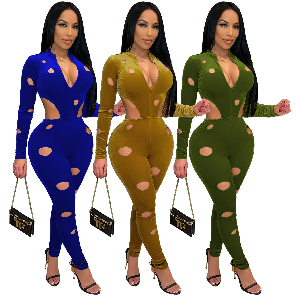 Sylph Fashion Slim Jumpsuits Sexy Hollow Out Long Sleeve Romper Zipper V-neck Solid Jumpsuit Women Temperament Women's Clothing
Sylph Fashion Slim Jumpsuits Sexy Hollow Out Long Sleeve Romper Zipper V-neck Solid Jumpsuit Women Temperament Women's Clothing