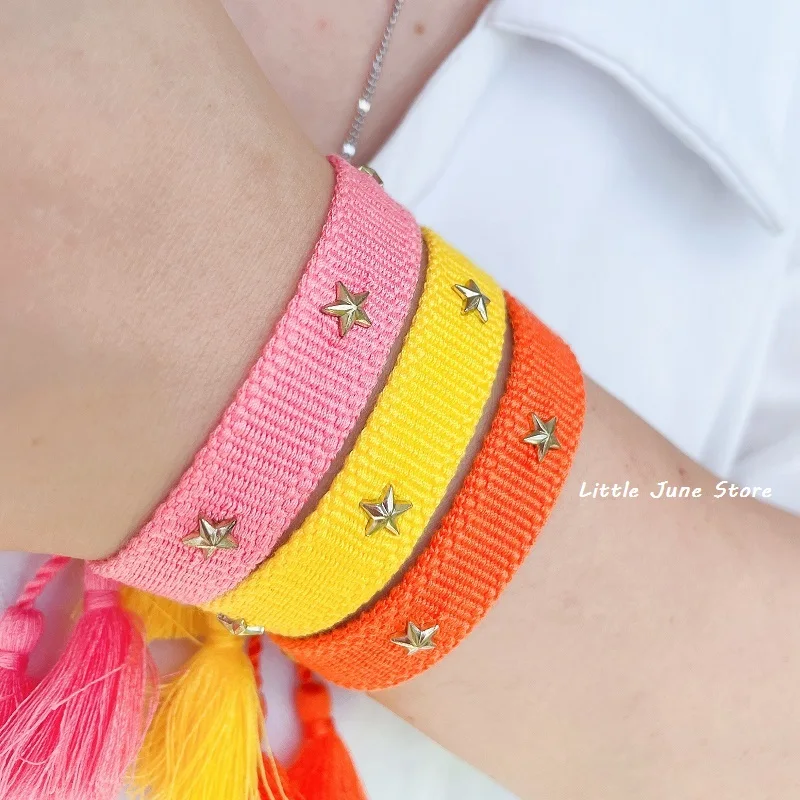 Slim Woven Bracelets with Stars Friendship Arm Candy Accessory Adjustable Length Handmade Jewelry
Slim Woven Bracelets with Stars Friendship Arm Candy Accessory Adjustable Length Handmade Jewelry