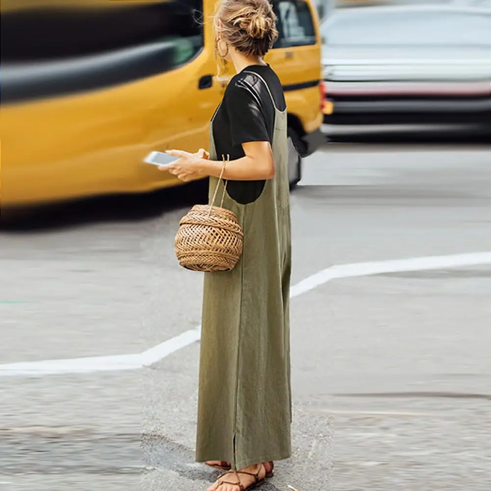 Solid Color Women Casual Loose Breathable Sleeveless Long Jumpsuit Overalls Loose Summer Wide Leg Loose Jumpsuit
Solid Color Women Casual Loose Breathable Sleeveless Long Jumpsuit Overalls Loose Summer Wide Leg Loose Jumpsuit