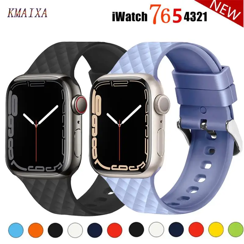 Силиконовый ремешок для Apple watch band 44 мм 40 мм 45 мм 41 мм, браслет для iwatch band 38 мм 42 мм с ромбовидным узором, Apple watch 7 6 5 se 4 3
Силиконовый ремешок для Apple watch band 44 мм 40 мм 45 мм 41 мм, браслет для iwatch band 38 мм 42 мм с ромбовидным узором, Apple watch 7 6 5 se 4 3
