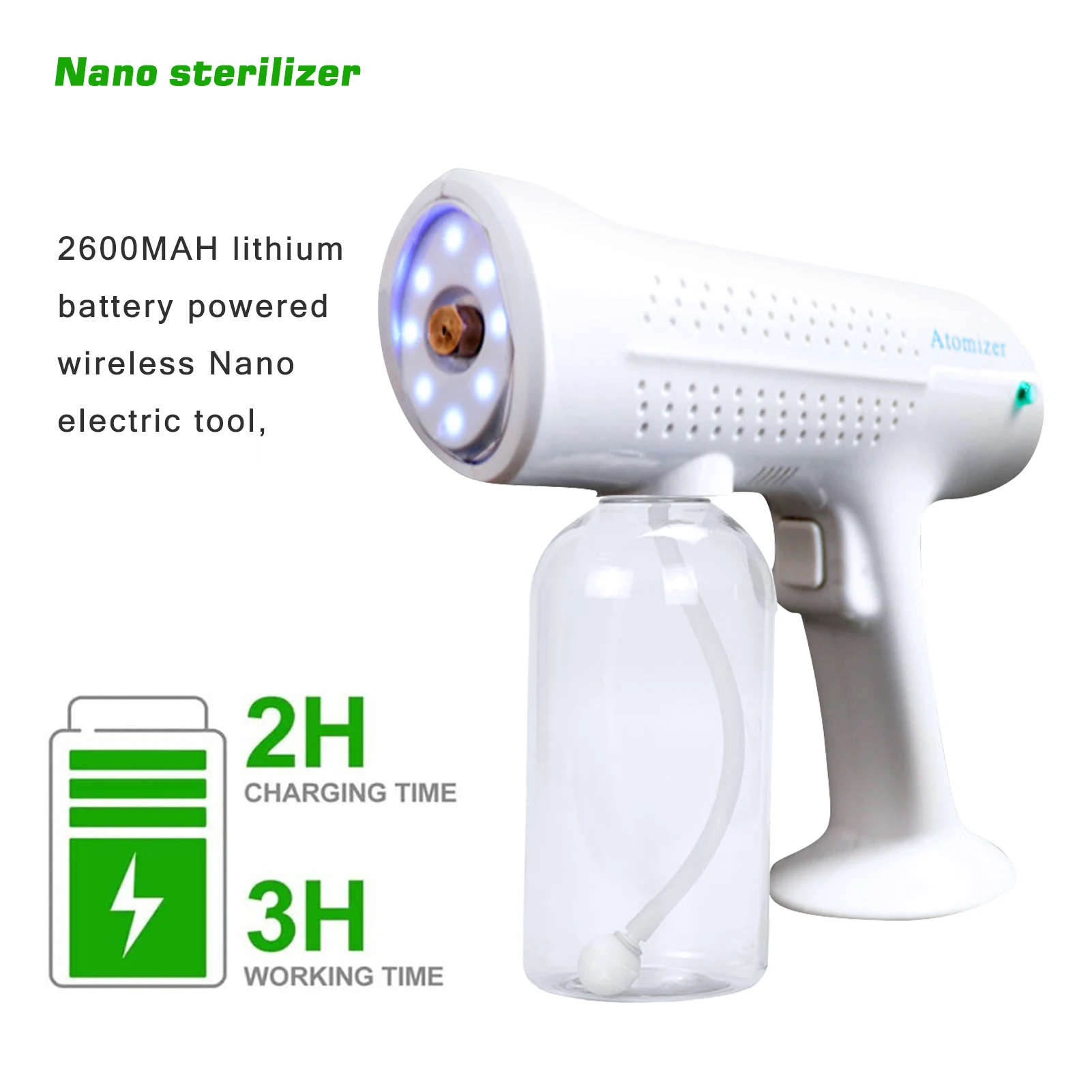 Disinfectant Atomizer Sterilization Sprayer Electric Sprayer Adjustable Fogger With 500mL Container Bottle
Disinfectant Atomizer Sterilization Sprayer Electric Sprayer Adjustable Fogger With 500mL Container Bottle