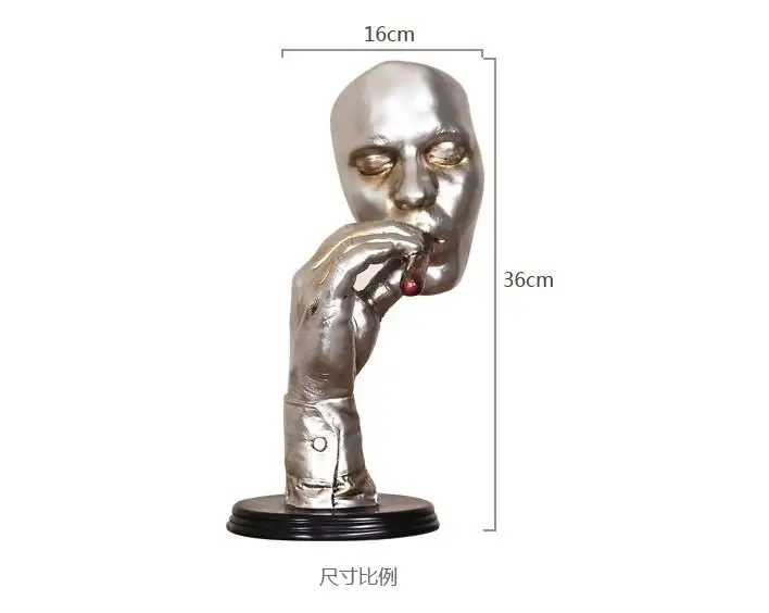 

[MGT] Retro editators Abstract Sculpture an Smoking Cigar Creative Face Statue Character Resin Figurine Artwork Home Decorations