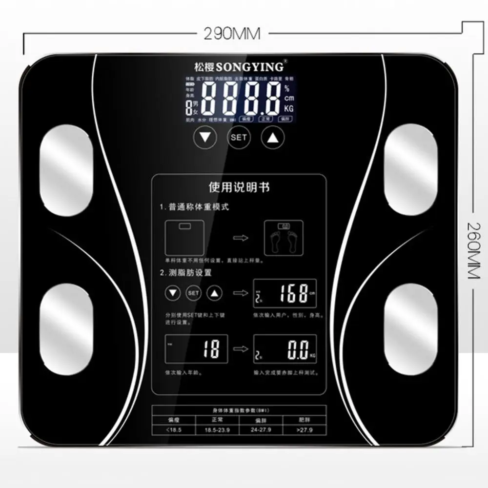Hot Sales!!! Accurate Smart Digital Display Bathroom Muscle Water Mass Weight Floor Scale
Hot Sales!!! Accurate Smart Digital Display Bathroom Muscle Water Mass Weight Floor Scale