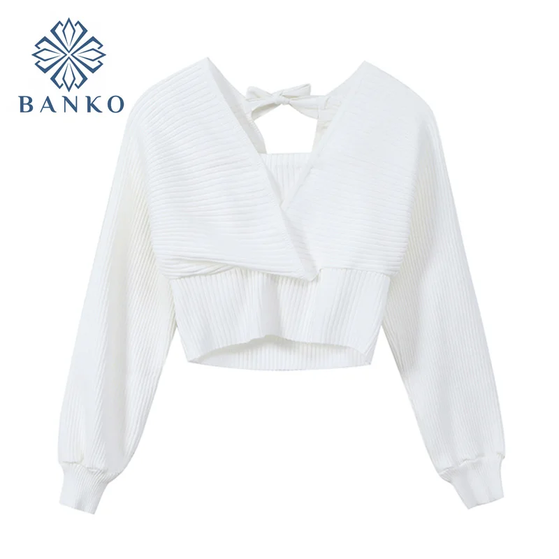 Sweaters V Neck Long Sleeve Women Knitted Pullover Tops 2021 Spring Autumn Fashion Backless Sweater For White Short Jumper Femme
Sweaters V Neck Long Sleeve Women Knitted Pullover Tops 2021 Spring Autumn Fashion Backless Sweater For White Short Jumper Femme