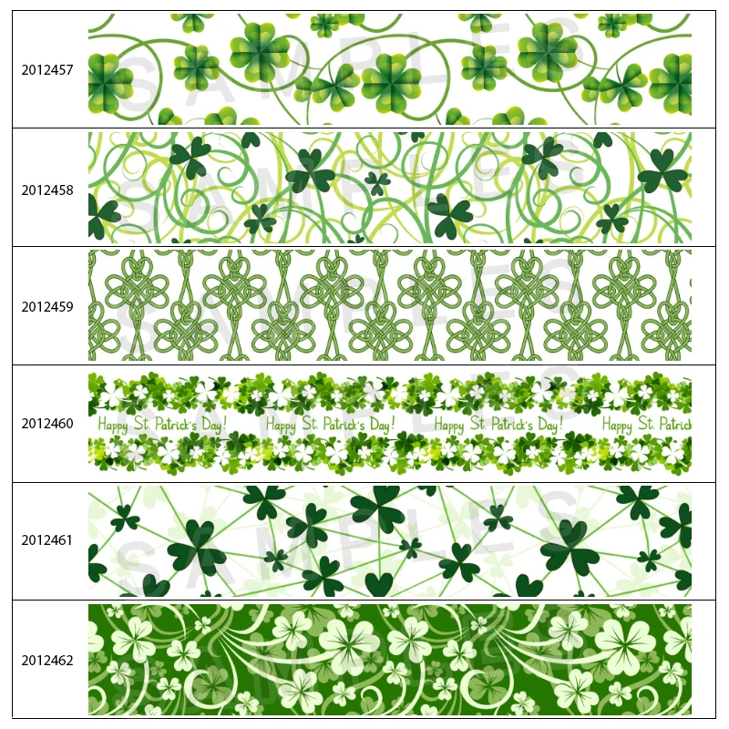 

Happy St.Patrick's Day Green Clover Pattern Printed Grosgrain/satin Ribbon 50 Yards