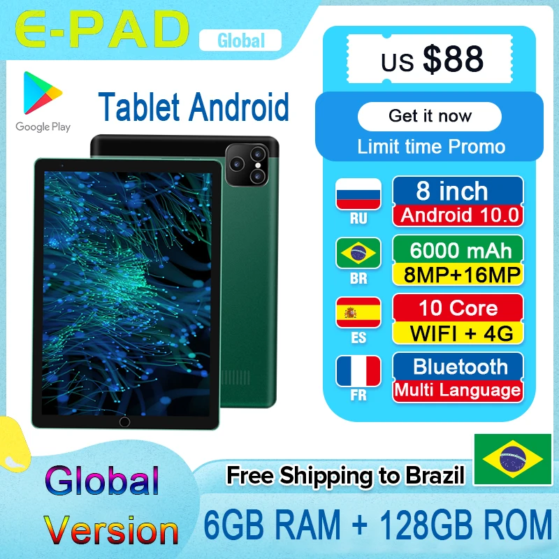 Global Version Tablet 6GB+128GB Android Tablet 8 inch tablets Dua SIM Phone Call Tablete GPS Google Play Type-C Tablette
Global Version Tablet 6GB+128GB Android Tablet 8 inch tablets Dua SIM Phone Call Tablete GPS Google Play Type-C Tablette
