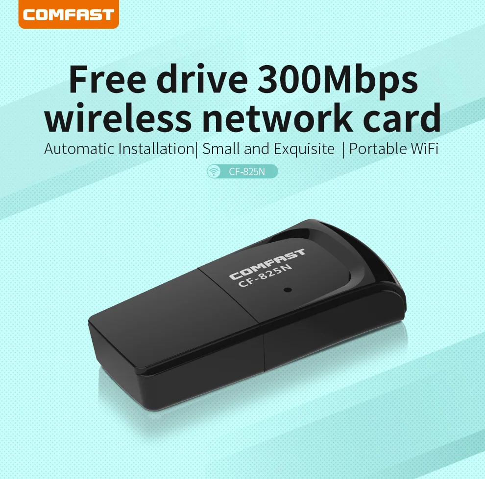 

Comfast 2.4GHz 300Mbps Wireless Adapter Mini Network Card Free Drive Desktop WiFi Signal Receiver Transmitter CF-WU825N V3