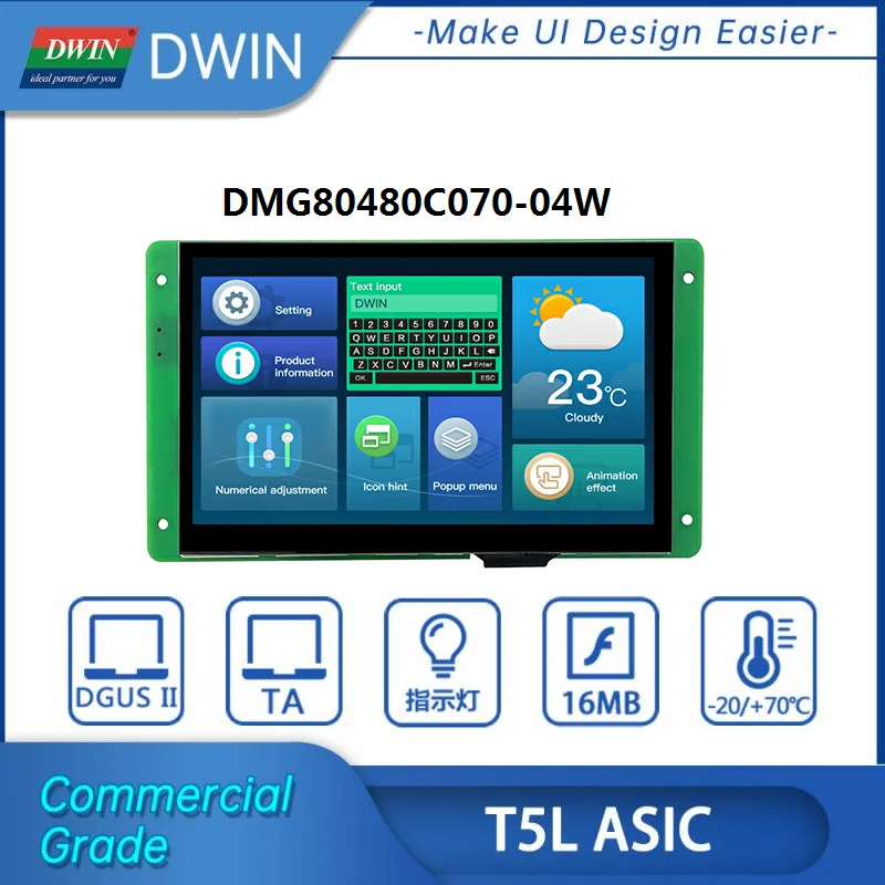 Сенсорный модуль Dwin 7 0 дюйма UART TFT фотография 800*480 коммерческий класс 262K цвета RGB