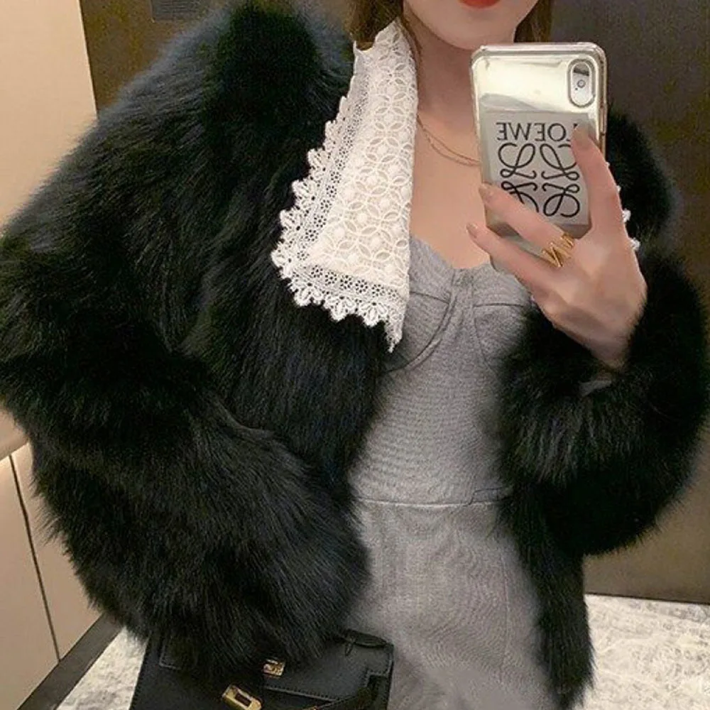 Winter Warm Fashion Round Lace Neck Leather Jacket Short Coat Go Out Warm Outwear Ladies Jacket Full Fur Fake Fox Fur Coat
Winter Warm Fashion Round Lace Neck Leather Jacket Short Coat Go Out Warm Outwear Ladies Jacket Full Fur Fake Fox Fur Coat