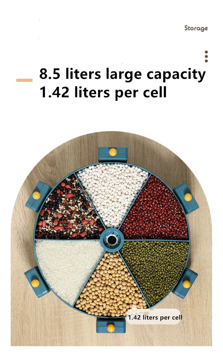 Perforated-free divided grid cereal storage tank large-capacity moisture-proof rotating wall-mounted grain storage box
Perforated-free divided grid cereal storage tank large-capacity moisture-proof rotating wall-mounted grain storage box