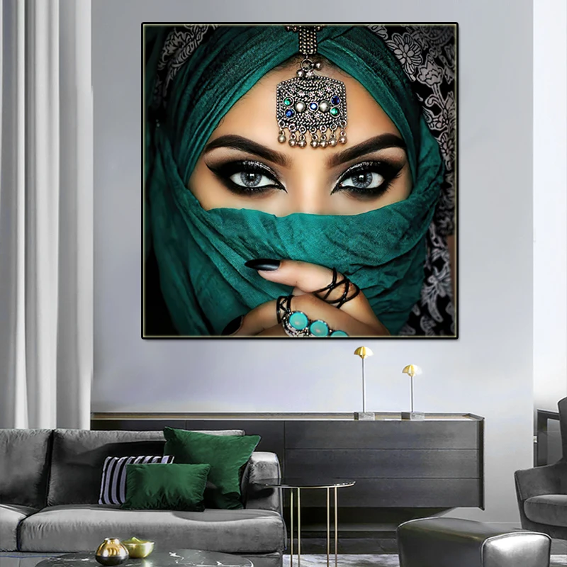 Indian Masked Beauty Woman Poster Blue Turban Print Figure Canvas Painting on The Wall Art Islamic Picture Liviing Room Decor
Indian Masked Beauty Woman Poster Blue Turban Print Figure Canvas Painting on The Wall Art Islamic Picture Liviing Room Decor