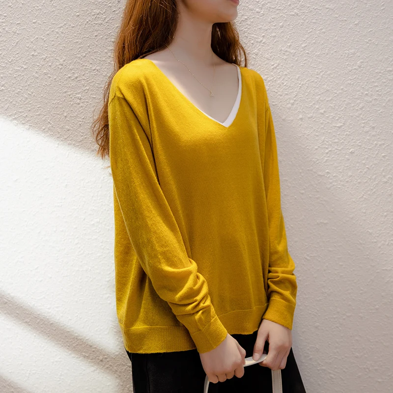 Fashion V-Neck 100% Cashmere Sweater Women Sexy Pullovers Loose Long Sleeve Tops Girl Clothes Lady Top Oversized 5Colors
Fashion V-Neck 100% Cashmere Sweater Women Sexy Pullovers Loose Long Sleeve Tops Girl Clothes Lady Top Oversized 5Colors